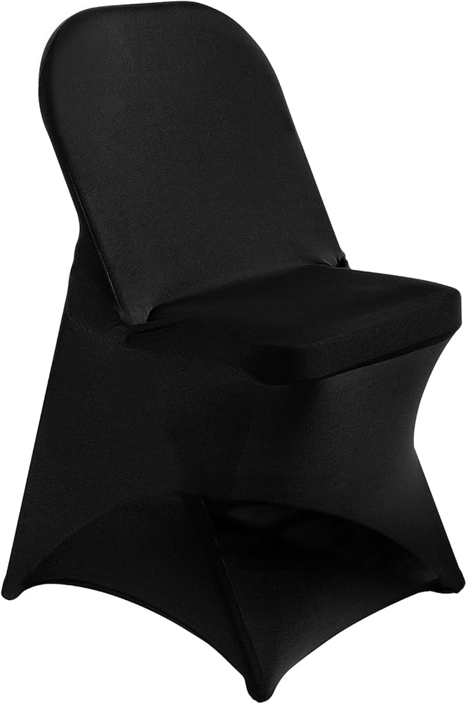 Stretch Spandex Chair Covers - Black 150 PCS, Folding Kitchen Chairs Cover, Universal Washable Slipcovers Protector, Removable Chair Seat Covers, for Wedding Party Dining Room Banquet Event