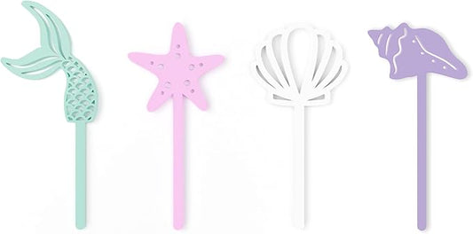 The Cotton & Canvas Co. Mermaid Acrylic Cupcake Toppers, Under the Sea, Sea Shell, Girl's Birthday, Cake Toppers, ONEder the sea, Food Pick, Set of 12