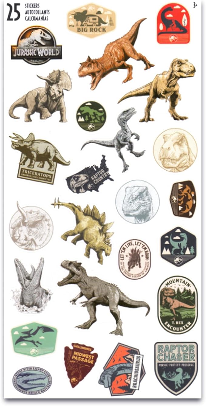 Jurassic World Party Favor Bags Set - Bundle with 12 Dinosaur Drawstring Bags for Kids Plus Stickers, More | Jurassic Park Birthday Party Supplies