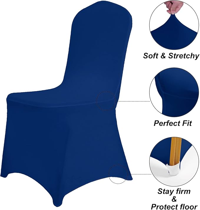 Waterproof Spandex Chair Cover 25PCS, Stretch Dining Chair Covers, Polyester Outdoor Chair Covers, Protector Stretch Chair Cover for Party Universal, Banquet, Wedding Event, Hotel(Classic Blue)