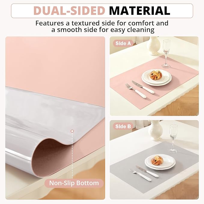 OstepDecor Pink Table Cover Protector 16 x 24 Inch, 1.5mm Thick Plastic Table Cover, Dining Table Protector Pad, Waterproof & Easy Cleaning PVC Desk Mat for Dresser, Coffee & Kitchen Wooden Tabletop