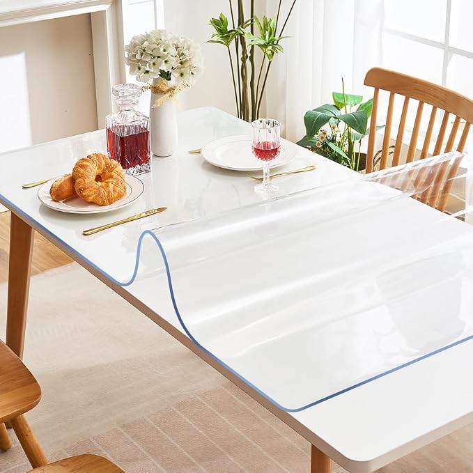20x54 in Clear Vinyl Table Cover Protector Desk Protector Mat Plastic Chair Mat Thicken Crystal Table Pad Tablecloth for Children Painting Coffee Living Room Bedside Table Wipeable Easy to Clean