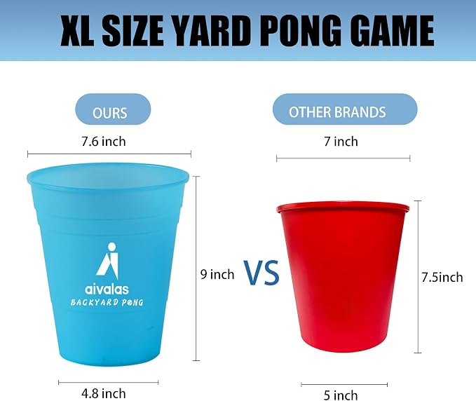Aivalas Yard Pong Giant Outdoor Toss Games – XL Buckets with Basketball-Style Play, Portable Backyard Lawn Beach Camping Throwing Game for Adults Teens & Family – Includes Carry Bag, Easy to Store
