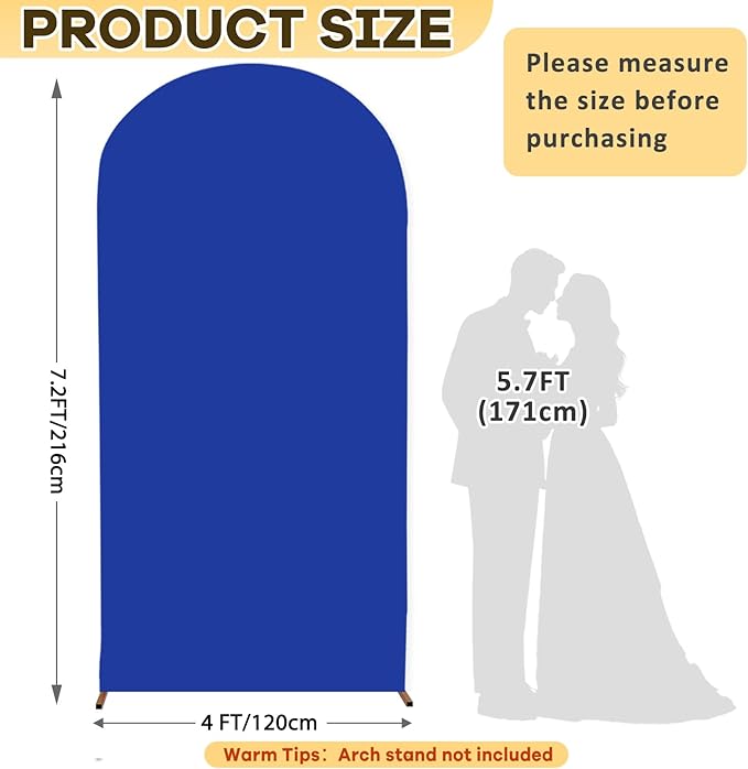 Royal Blue Arch Cover 7.2FT Spandex Fitted Arched Backdrop Cover for Half Arch Stand Stretchy Backdrop Covers Wedding Arched Stand Covers Fabric for Baby Shower Banquet Decoration