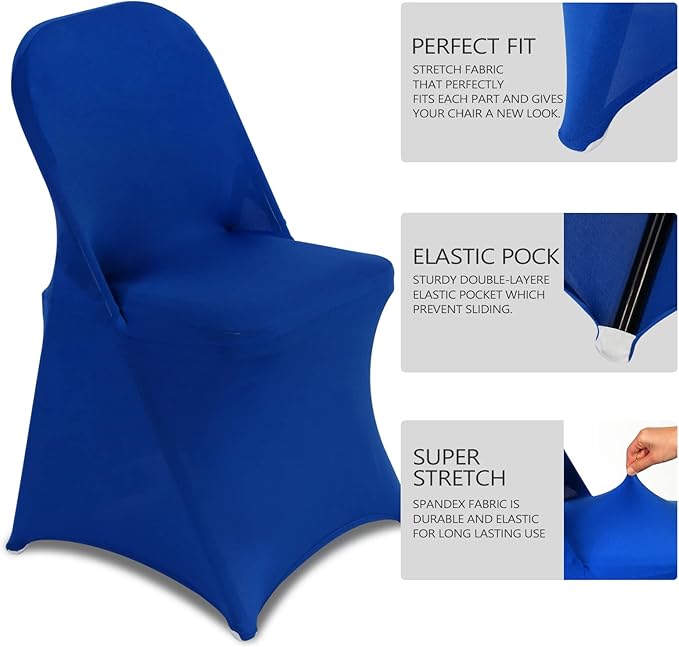 HAINARverS Stretch Spandex Folding Chair Covers 30PCS Universal Fitted Chair Cover Protector for Wedding,Party, Banquet, Holidays, Celebration, Decoration(Royal Blue, 30 PCS)