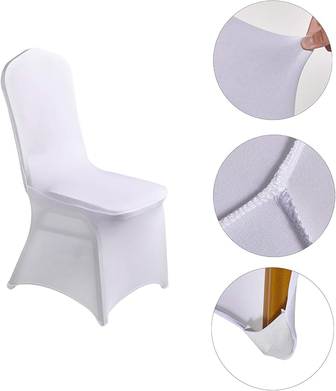 LZY 20pcs Spandex Chair Cover Stretch Slipcovers for Wedding Party, Dining Banquet Chair Decoration Covers (White, 20)