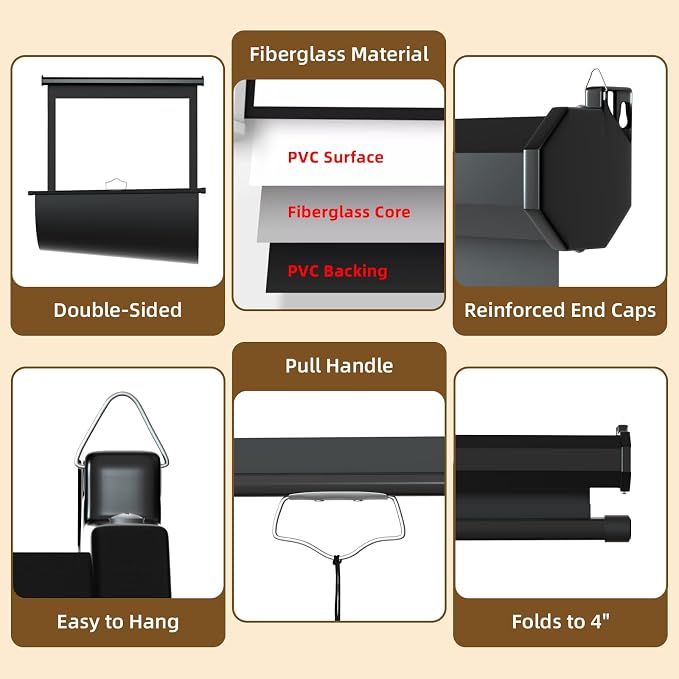 Retractable White Photography Backdrop 36"x59", Portable Roll-Up, Pull-Down Background, Auto-Lock Backdrop Screen for Passport Photo, Product Photography, Headshots, Video Studio