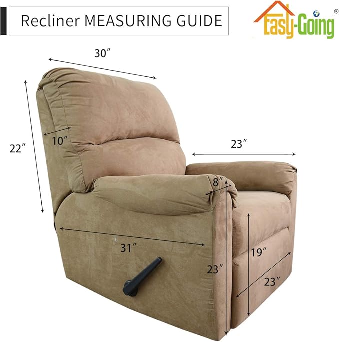 Easy-Going Recliner Stretch Sofa Slipcover Sofa Cover 4-Pieces Furniture Protector Couch Soft with Elastic Bottom, Spandex Jacquard Fabric Small Checks(Recliner,Taupe)