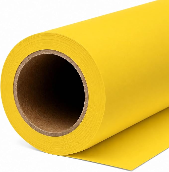 Yizhily Seamless Forsythia Yellow Backdrop Paper Roll, 53" x 16.4', Heavyweight MatteForsythia Yellow Photo Background for Small Studio Headshots, Tabletop Product & Food Photography