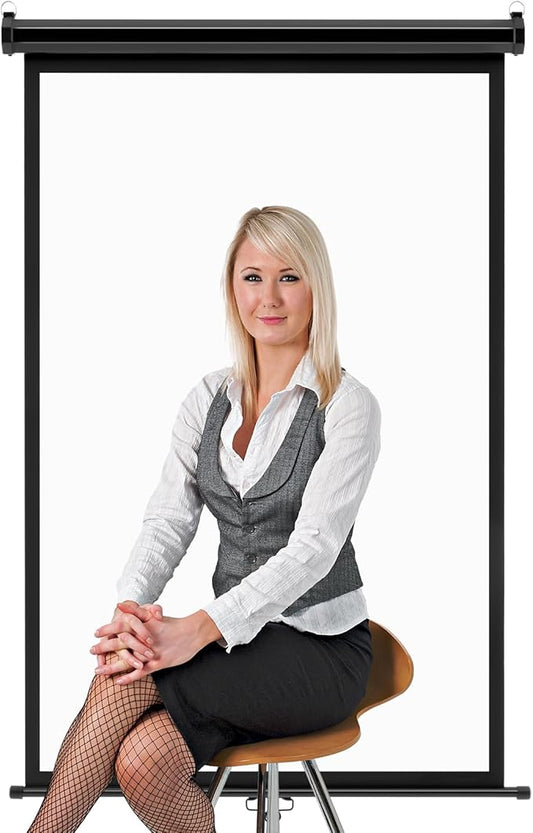 Colingmill Retractable White Backdrop Screen 36.2" x 55" ID Photo Portable Background Roll-up/Pull-Down Background Passport Auto Lock Photographic Backdrop for ID Passport Photos Photography