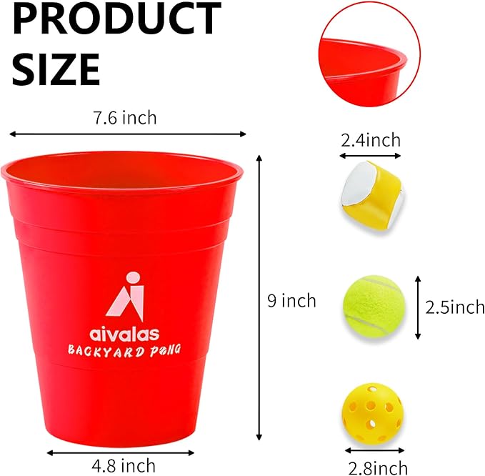 Aivalas Yard Pong Giant Outdoor Toss Games – XL Buckets with Basketball-Style Play, Portable Backyard Lawn Beach Camping Throwing Game for Adults Teens & Family – Includes Carry Bag, Easy to Store
