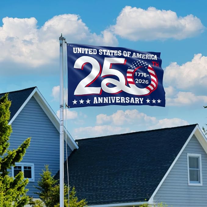 FLAGWIX American 250 Years Anniversary Flag - Polyester Double-sided Yard Flags For Outside Grommet Flag, 4x6 ft - 4th of July Decorations for Home Yard Garden Decor Banner, Gifts For Men Women