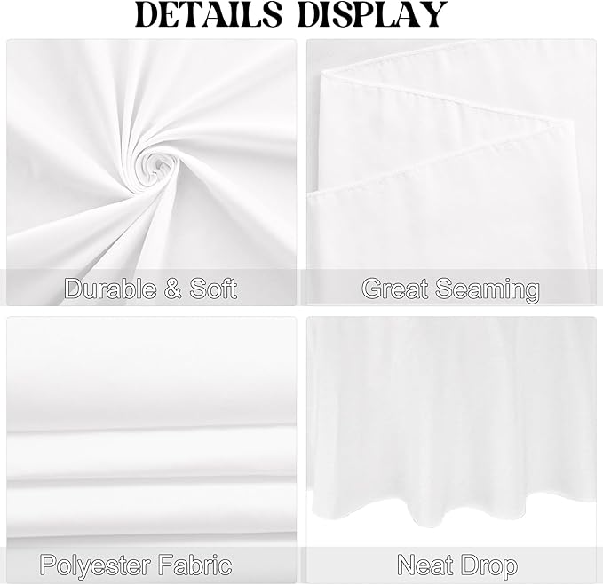 4 Pack 120 Inch White Polyester Round Table Cloth Washable Fabric Table Covers for Wedding Dining Table Buffet Parties Banquet Decor