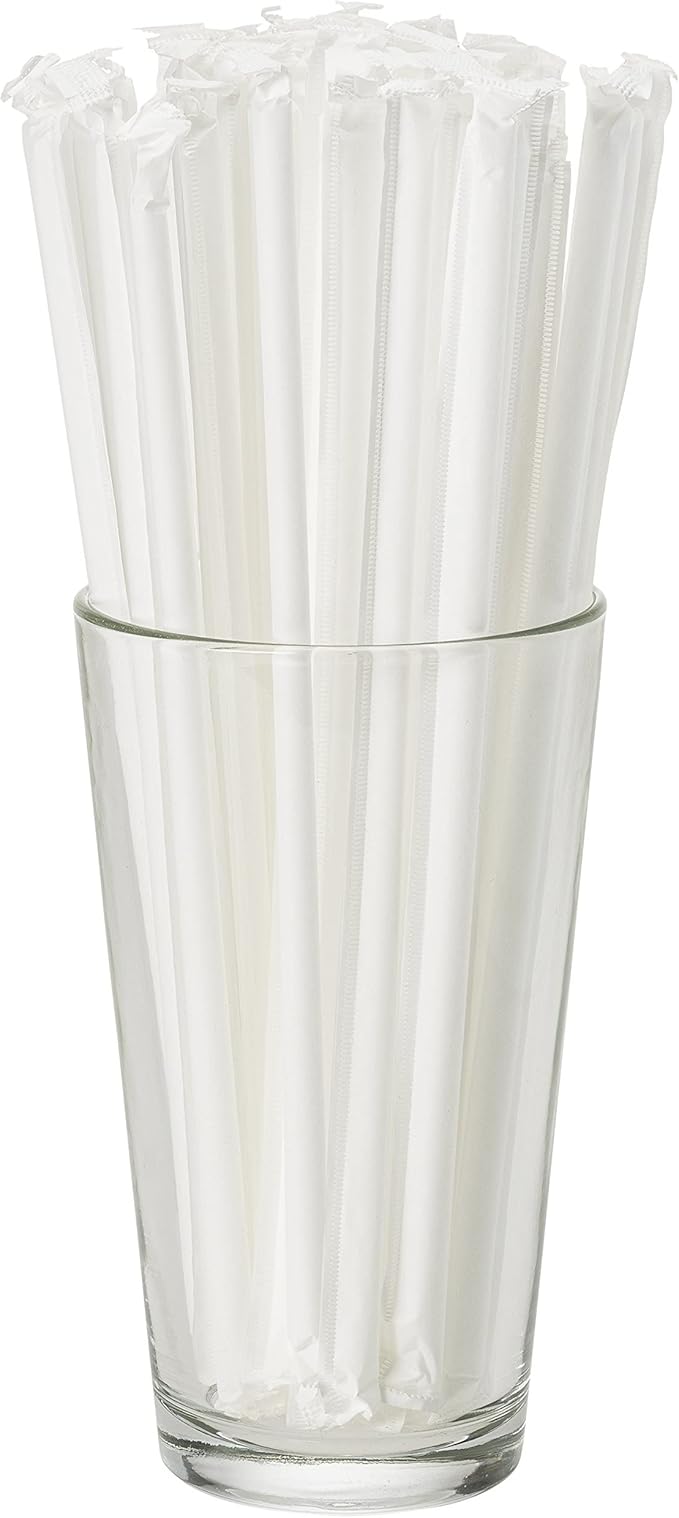 DuraHome Green Plastic Straws Individually Wrapped 1000 Pack, 8 inch BPA Free Restaurant Style Disposable Drinking Straw 0.24" Wide, for Coffee House, Diner or Home, Decorative Display Boxes, Bulk Set