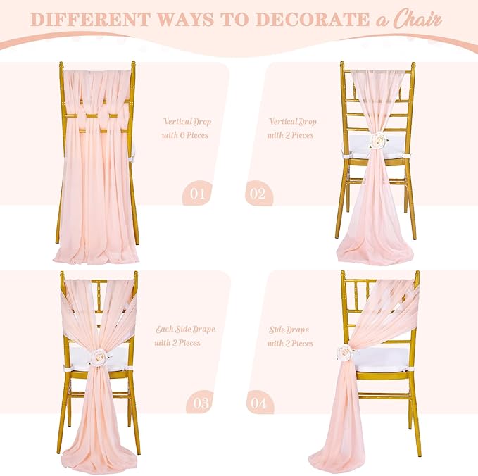 10 Feet Chiffon Table Runner Light Peach 10 Packs 14x120 Inches Chiffon Table Fabric for Spring Wedding Ceremony Baby Shower Party Table Decoration