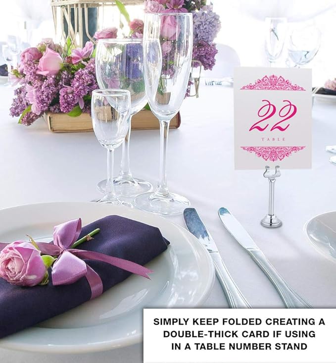 Paisley Wedding Table Numbers (Select Color/Quantity), Champagne, Fuschia, 1-175, Double Sided, Tent or Use in a Stand, Great for Parties & Restaurants - Made in the USA