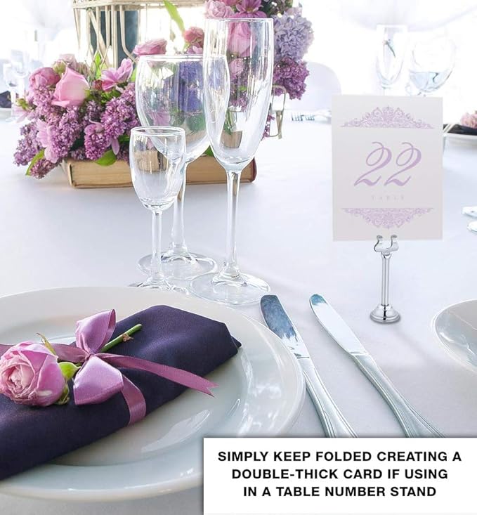 Paisley Wedding Table Numbers (Select Color/Quantity), Champagne, Lavender, 1-80, Double Sided, Tent or Use in a Stand, Great for Parties & Restaurants - Made in the USA