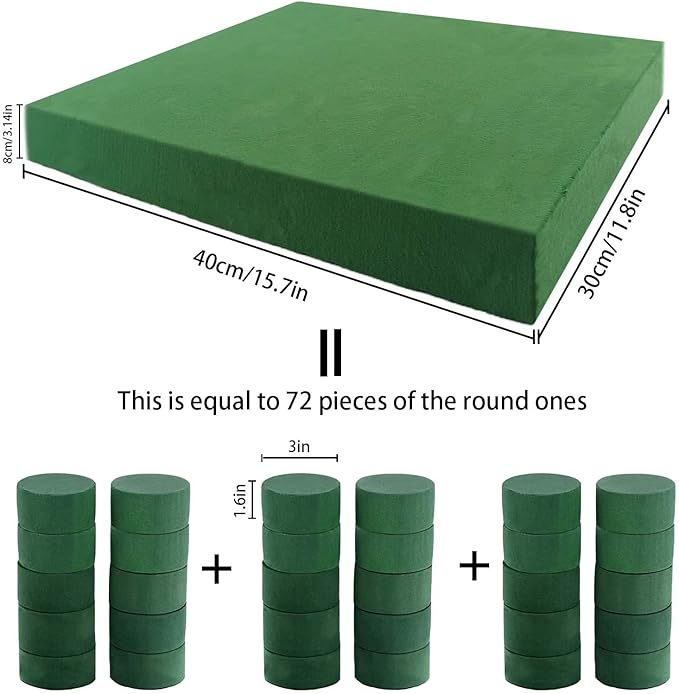 Prashent Dry & Wet Floral Foam Bricks, 15.7 x 11.8’’ Large Green Styrofoam Foam Blocks for Fresh Artificial Flowers Arrangements Wedding Florist Supplies Arts & Crafts Project