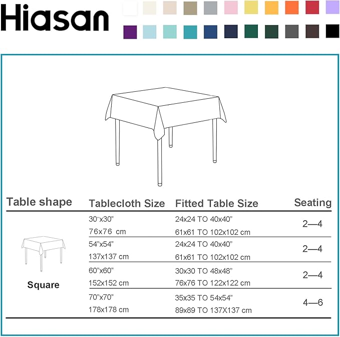 Hiasan 2 Pieces Red Tablecloth Square - Wateproof and Spillproof Kitchen Christmas Washable Polyester Table Cloth for Dining Room, 60 x 60 Inch