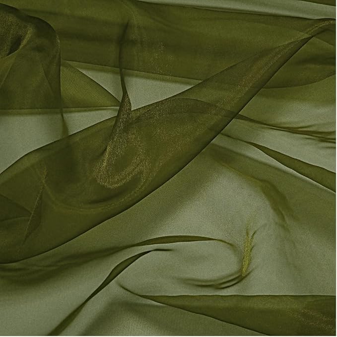 MDS Pack of 75 Yard Sheer Organza Fabric for Wedding Party Home Event Banquet Decorations, Backdrop Curtain Craft Dress Sewing Fashion DIY Crystal Organza Tulle Fabric Bolt 44” Wide - Olive Green