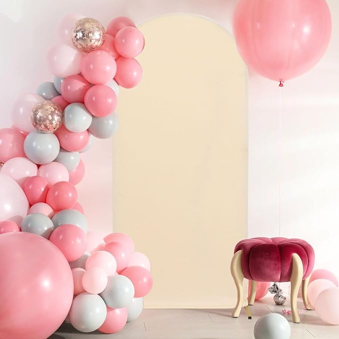 FOTSHARER Wedding Arch Cover Beige Arch Cover Backdrop Fabric 7.2FT Arch Cover Stretchy Backdrop for Balloon Arches Backdrops Spandex Fitted Arched Stand Covers for Reception Ceremony Decorations