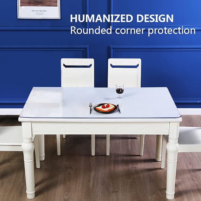 19x63" Clear Vinyl PVC Office Writing Desk Protector Mat Table Protector Cover Mat Office Plastic Chair Mat Thicken Crystal Kitchen Table Pad Tablecloth for Pet Feeding Mat Coffee Table Floor Wipeable