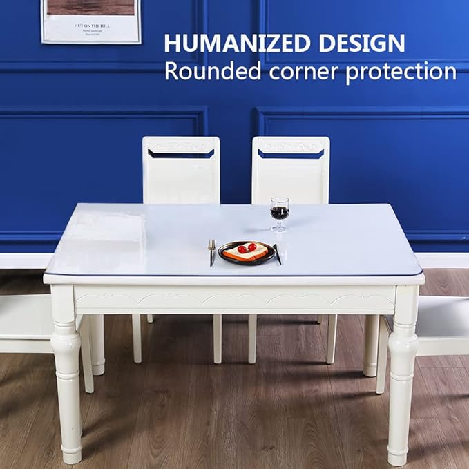 Thick 38x54 Inch Clear Plastic Table Protector PVC Tabletop Cover Mat Rectangular Plastic Table Cover Desk Pad Mat Office Computer Desk Side Table Topper Granite TV Bench Sreen Protection Easy Clean
