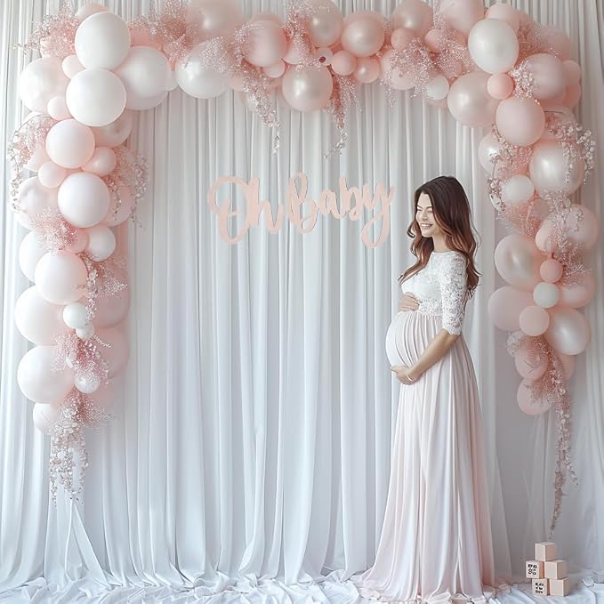 30x10ft Wrinkle Free White Backdrop Curtain for Parties Soft Fabric Drapes Wedding White Curtain Backdrop for Birthday Party Decorations Background for Photography 5x10ft, 6 Panels