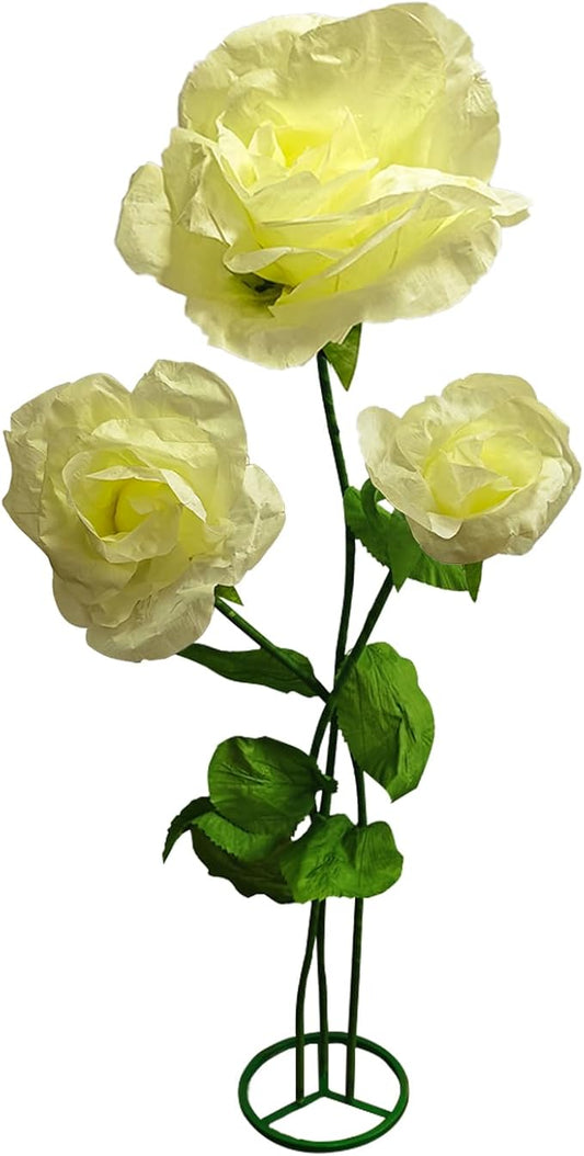 Giant Artificial Flower 3PCS 3D Realistic Waterproof Fake Flowers Durable Easy Maintenance Perfect for Home Garden Weddings Events Christmas Graduation Party Decorations (3PCS-Roses-Yellow)