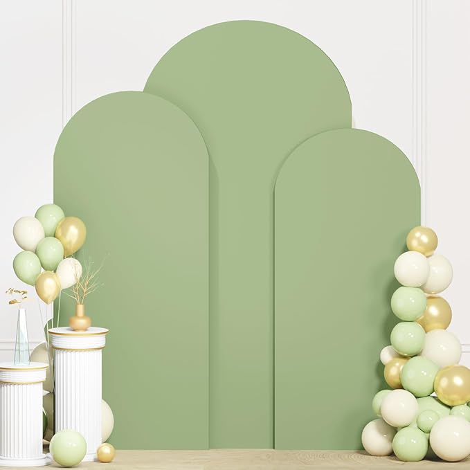 Sage Green Arch Cover Wedding Arch Cover 6FT 6.6FT 7.2FT Arch Backdrop Cover Set of 3 Spandex Arch Covers Round Top Chiara Backdrop Stands Cover for Wedding Birthday Party Baby Shower Decor
