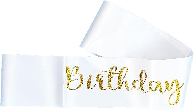 10Pcs Birthday Squad Sash Gold Glitter White Satin Sashes Funny Birthday Sashes Birthday Party Supplies Gifts