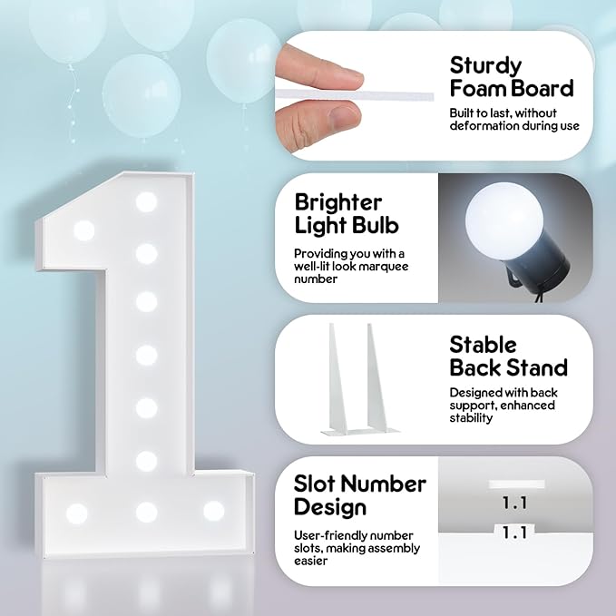 4FT Marquee Light Up Numbers, Marquee Numbers 4 Feet Tall with Cool White Light, Number 50 Light Up Number for Party 50th Birthday Anniversary Decorations