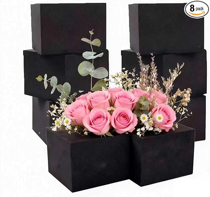 8 Pack Black Floral Foam Blocks, 4"x4"x3" Reusable & Water Absorbent Wet Foam for Artificial Silk Flowers, Wedding, Home Decor & Outdoor Planters
