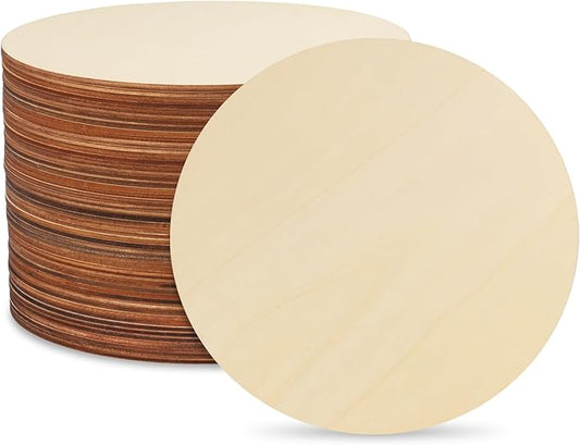 50 PCS 7.9 Inch Wood Circles, Thickness 0.1 Inch / 2.5 mm Unfinished Round Wood Pieces, Plywood Circles, Craft Unfinished Wood Discs for DIY Crafts, Door Hanger, Painting by GNIEMCKIN