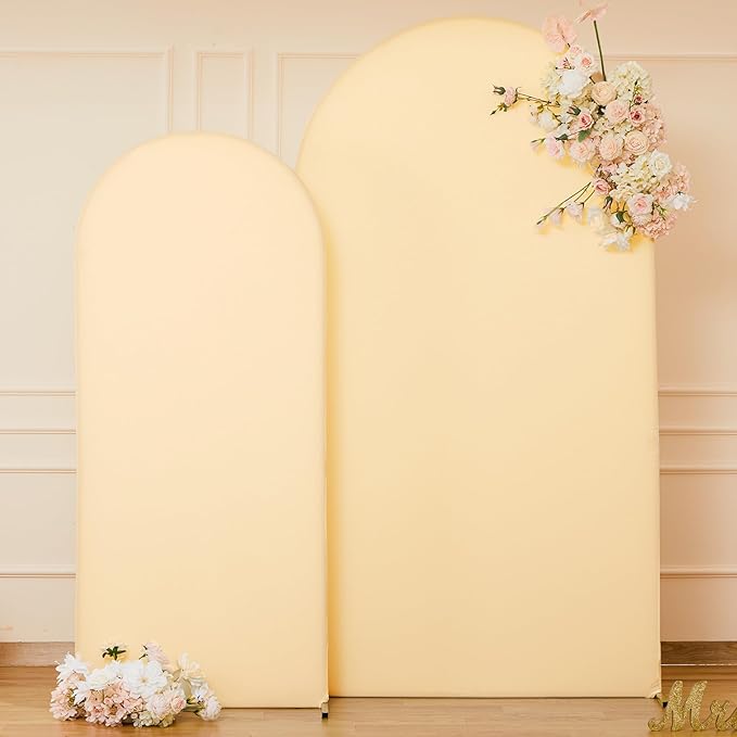 Champagne Arch Covers 2 Set 7.2 and 6ft Champagne Arch Backdrop Cover Spandex Fitted Wedding Arch Stand Covers for Birthday Party Baby Shower Bridal Shower Wedding Banquet Photo Balloon Arch Backdrop