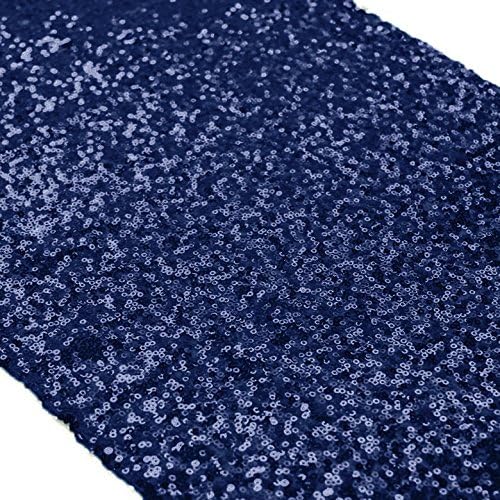 ShinyBeauty Navy Blue Table Runner 12in x 108in Pack of 1 Navy Sequin Table Runner 108 Inches Long Wedding Table Runner Glitter Table Runner for Parties Sequence Table Runners for Dining Room