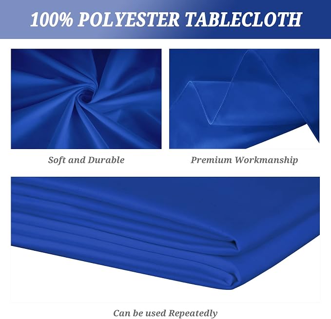 Pesonlook 10Pack Royal Blue Polyester Tablecloths, 60 x 102 Inch for 6ft Rectangle Tables Polyester Table Cover Washable Table Cloth for Wedding Reception Banquet Party