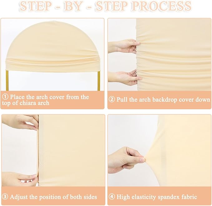 Set of 2 Wedding Arch Cover 6ft 7.2ft Beige Arch Cover Chiara Backdrop Covers Spandex Fitted Arched Stand Covers Balloon Arched Covers Stretchy Backdrop for Baby Shower Party Wedding Ceremony Decor