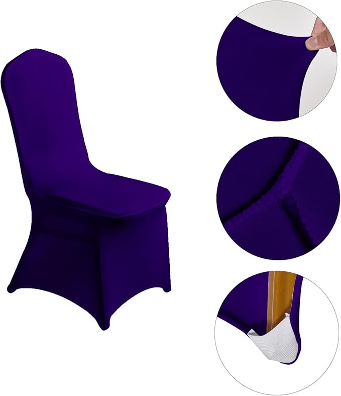 LZY 20pcs Spandex Chair Cover Stretch Slipcovers for Wedding Party, Dining Banquet Chair Decoration Covers (Purple, 20)