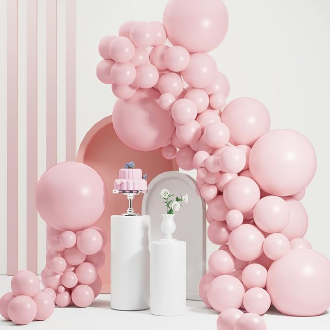 Nude Pink Balloons Different Sizes 18/12/10/5 Inch, Double Stuffed Pink Balloon Arch, Light Pinks Balloon Garland for Boho Party, Baby Shower, Birthday, Weddings(Nude Pinks)