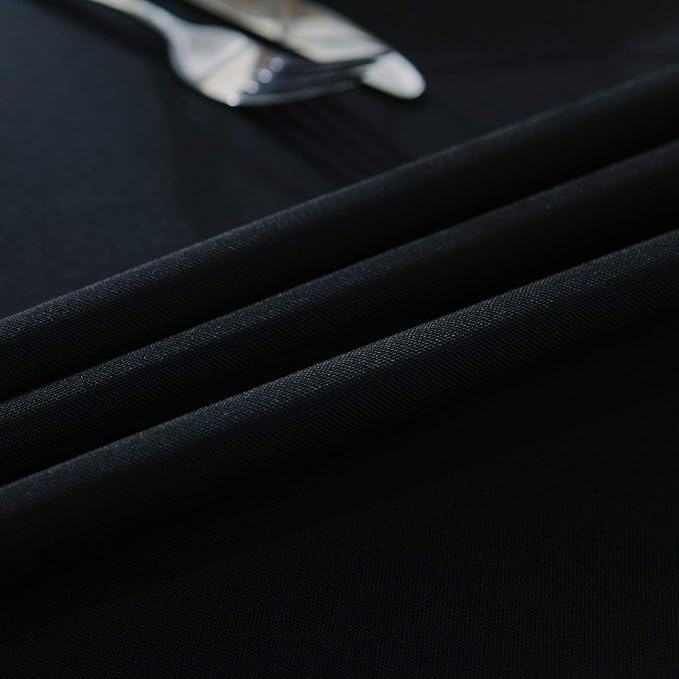 Surmente Black Tablecloth for Rectangle Tables, 90 x 132-inch Rectangular Table Cloth for 6-8 Ft Tables, Polyester Table Cover for Banquets, Parties, Events