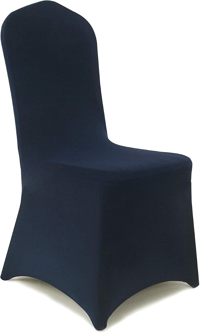 Peomeise 12pcs Stretch Spandex Chair Cover for Wedding Party Dining Banquet Event (Navy, 12)