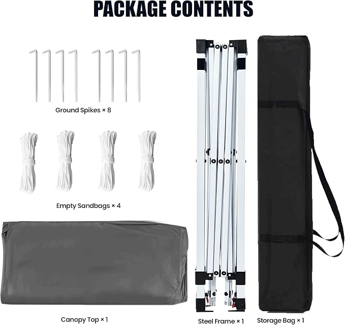 8x8 Pop Up Canopy Tent,Outdoor Canopy with Carry Bag,Easy Up Canopy with 3 Adjustable Height, Outdoor Gazebo Straight Legs,UPF 50+ Event Shelter Tents for Parties,Camping,Market,Patio(Grey)