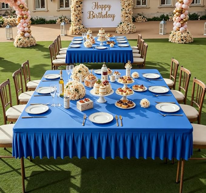 Shillance 60x60 Inch Royal Blue Spandex Square Tablecloth, Wrinkle Free Royal Blue Fitted Table Cloth for Square Tables,Washable Pleated Table Cover for Wedding Birthday Cocktail Party Buffet Dinner