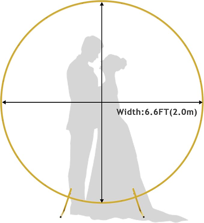 Wokceer Round Backdrop Stand 6.6FT Circle Balloon Arch Frame Circle Backdrop Stand Gold Round Arch for Wedding Birthday Party Bridal Shower Anniversary Event Ceremony Decoration