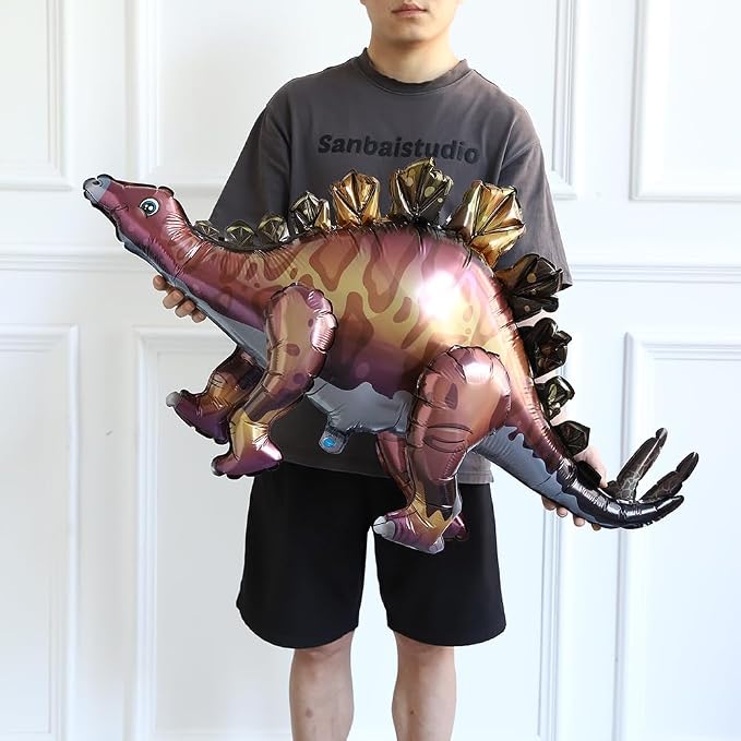Dinosaur Balloon Set of 6 40inch 3D Jumo Mylar Gigantic Inflatable Walking Self Standing Foil Balloons for Garden Jungle Dinosaur Birthday Party Gift Photo Prop Supplies (Colorful)