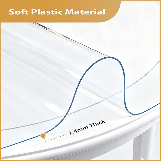42in Round Clear PVC Table Protector 2mm Waterproof Pad | Clear Desk Cover, Clear Desk Mat, Table Cover Tablecloth Protector Rectangle, Table Protector for Dining Room Table