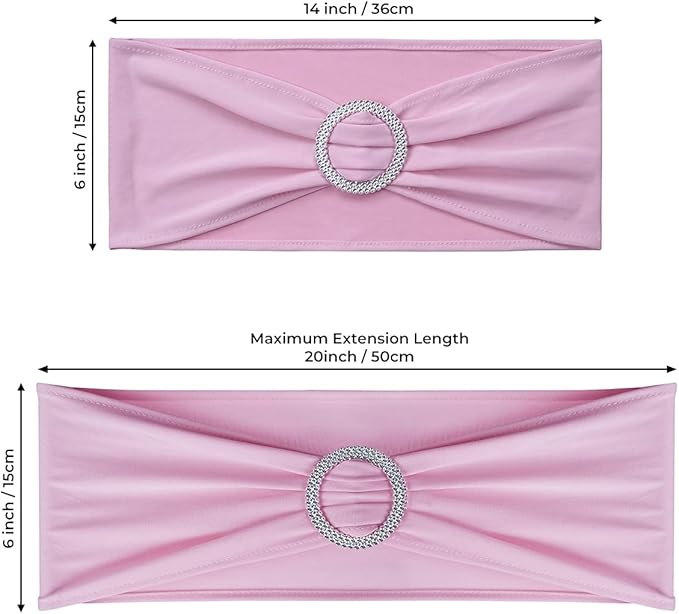 Spandex Chair Sashes Bows - Babenest 100PCS Premium Stretch Chair Cover Band with Buckle Slider Universal Elastic Chair Ties for Wedding Party Ceremony Reception Banquet Decoration (Pink)