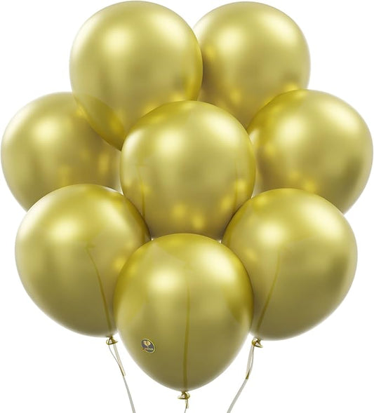 AFTERLOON® Biodegradable Balloons 24 pcs Gold 12 Inch, Pearlescent Thickened Extra Strong Latex Helium Float, Multicolor Colorful Bulk Color ballon baloon Globos Para Decoration De Fiestas Kids