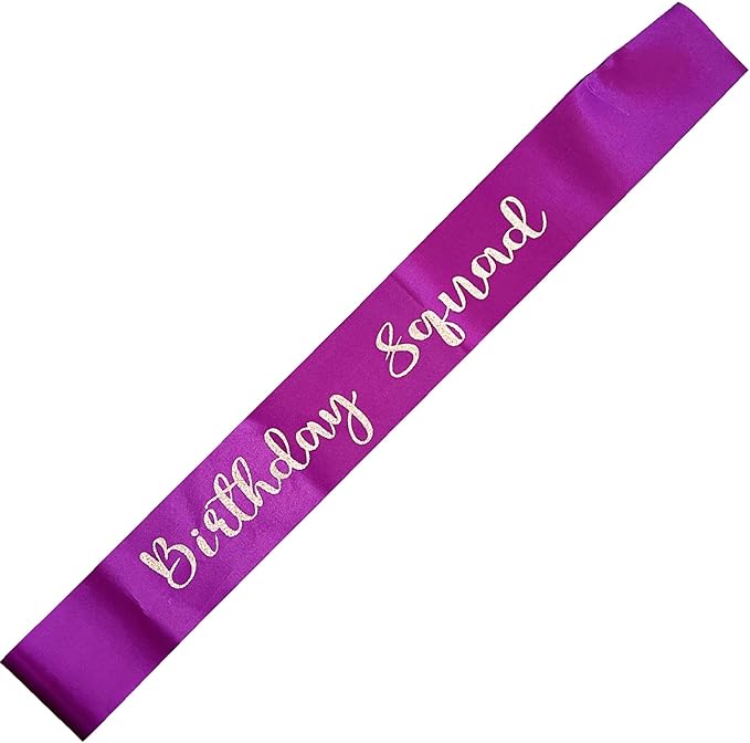 10Pcs Birthday Squad Sash Silver Glitter Purple Satin Sashes Funny Birthday Sashes Birthday Party Supplies Gifts